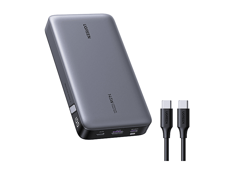 Power Bank UGREEN Powerbank 25000 mAh 145W con cavo 25.000 mAh, Nero