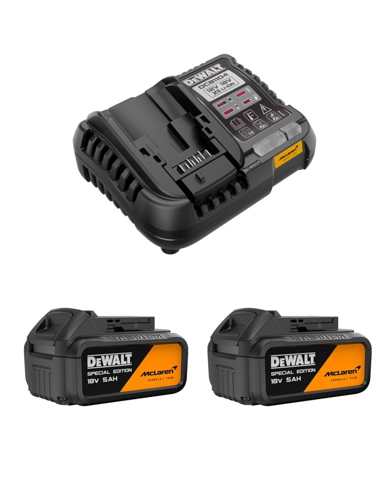 Power Set DeWALT McLaren (2 x 18V 5,0 Ah + DCB1104)
