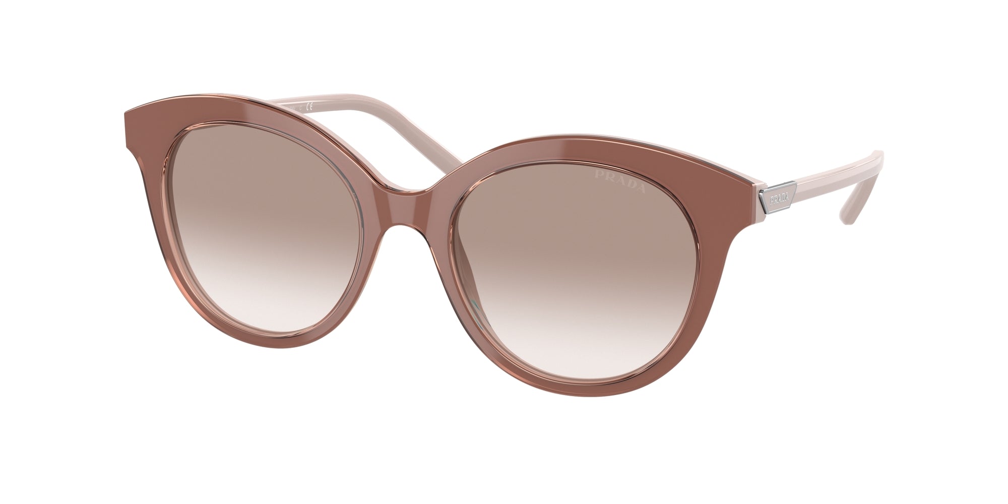 Prada Donna Prada PR 02YS 01Y1L0 Occhiali da sole Acetato Blu Marrone Rotonda Normale Sfumato
