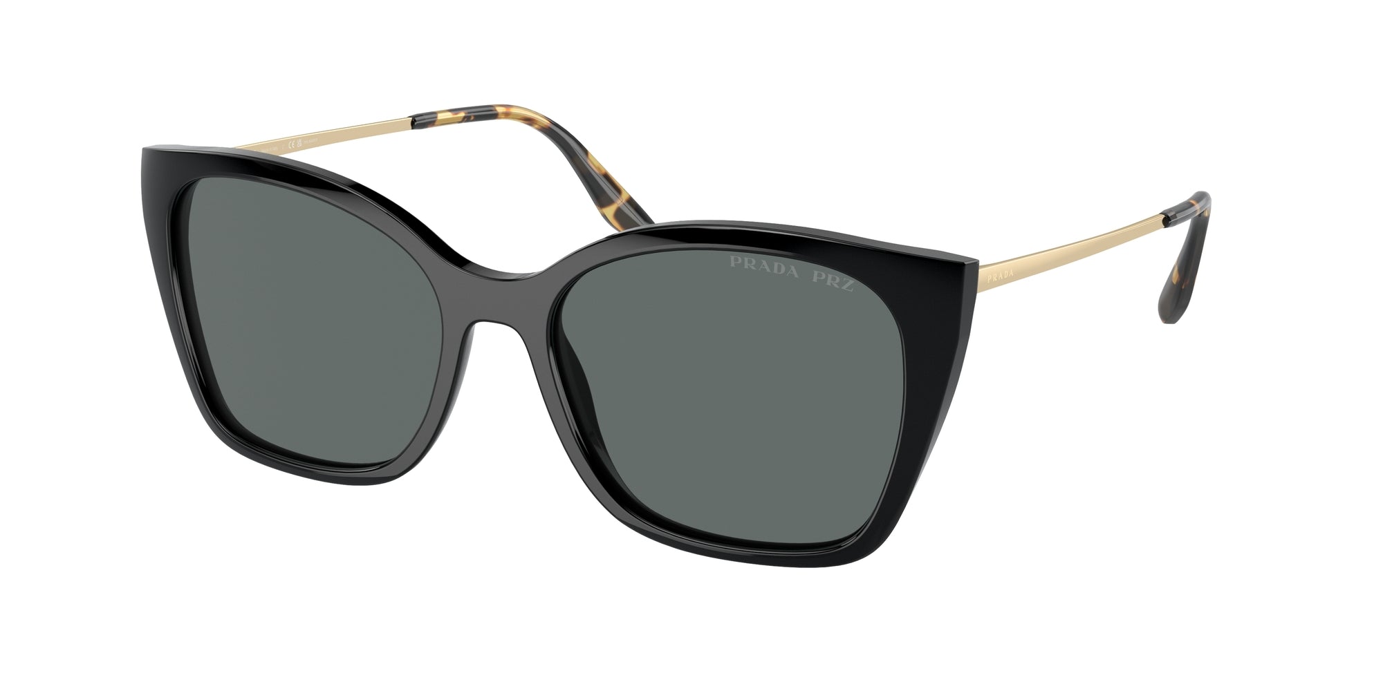 Prada Donna Prada PR 12XS 1AB5Z1 Occhiali da sole Acetato Nero Grigio Cat Eye Polarizzata Prada Donna Prada PR 12XS 1AB5Z1 Occhiali da sole Acetato Nero Grigio Cat Eye Polarizzata