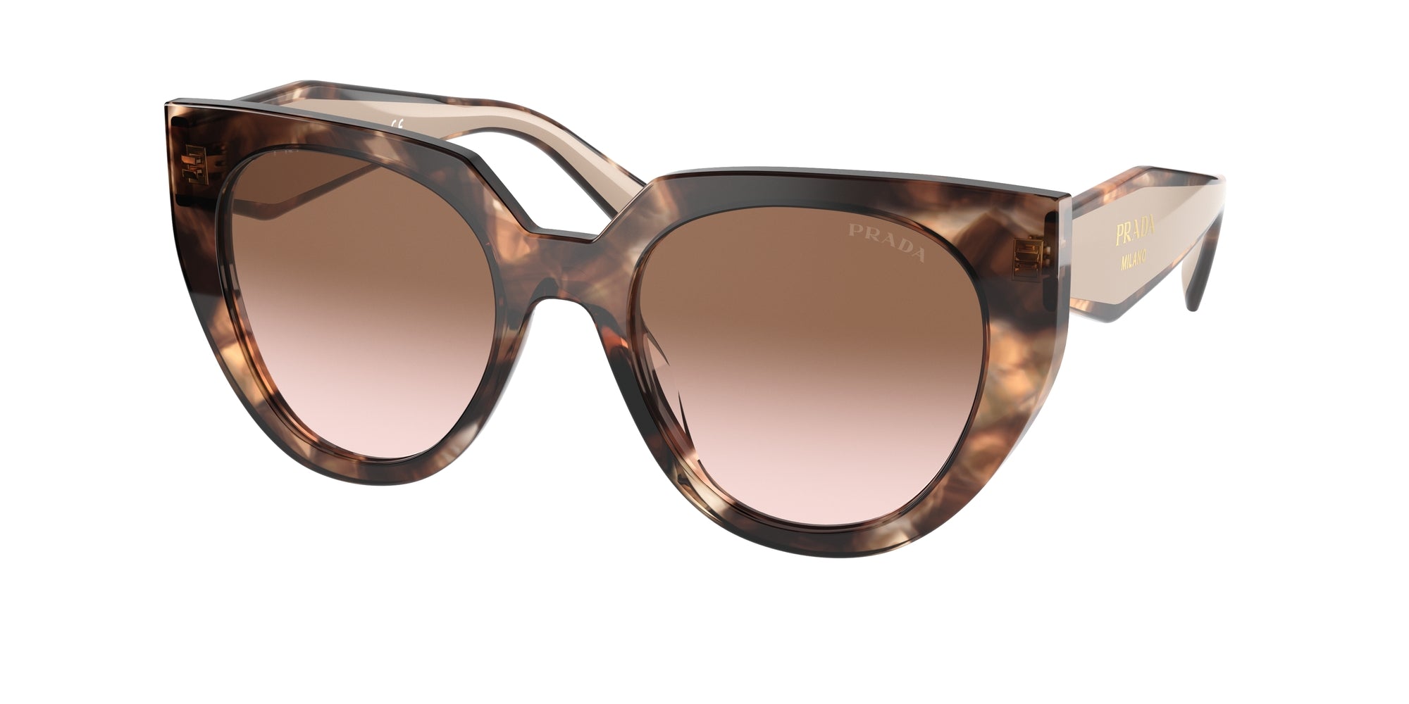 Prada Donna Prada PR 14WS 01R0A6 Occhiali da sole Acetato Tartaruga Marrone Cat Eye Normale Sfumato