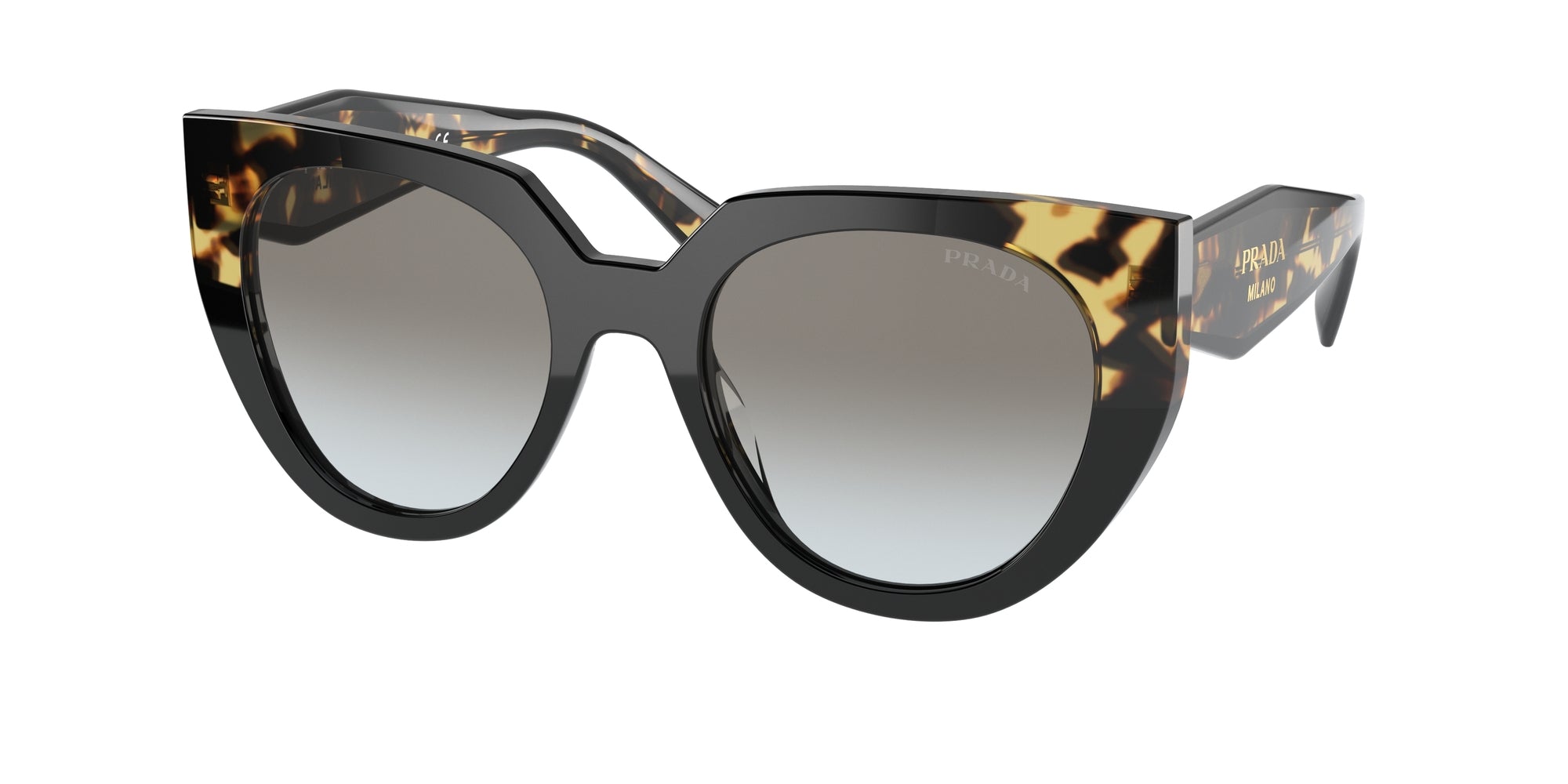 Prada Donna Prada PR 14WS 3890A7 Occhiali da sole Acetato Nero Grigio Cat Eye Normale Sfumato