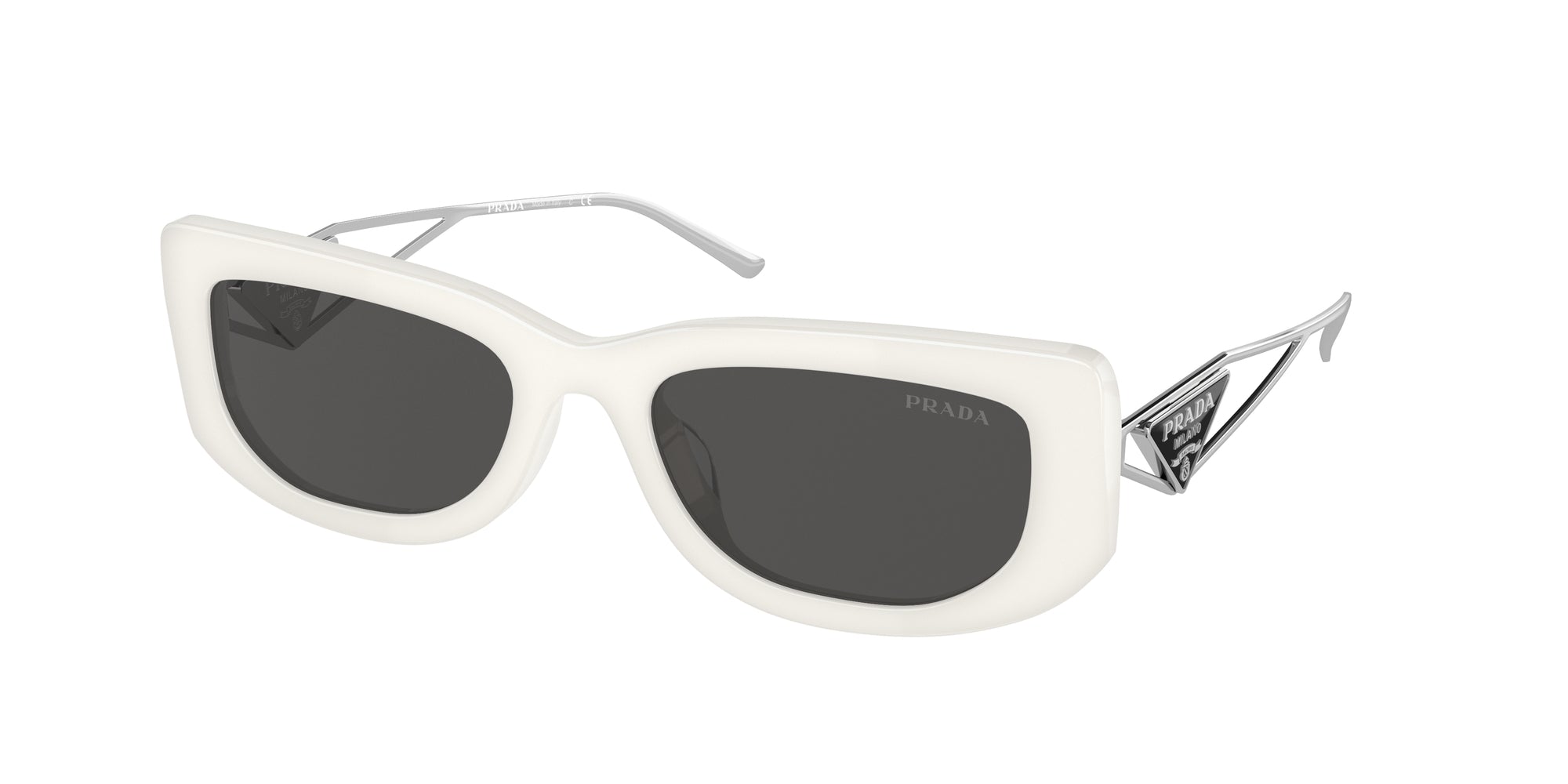 Prada Donna Prada PR 14YS 1425S0 Occhiali da sole Acetato Bianco Grigio Squadrata Normale
