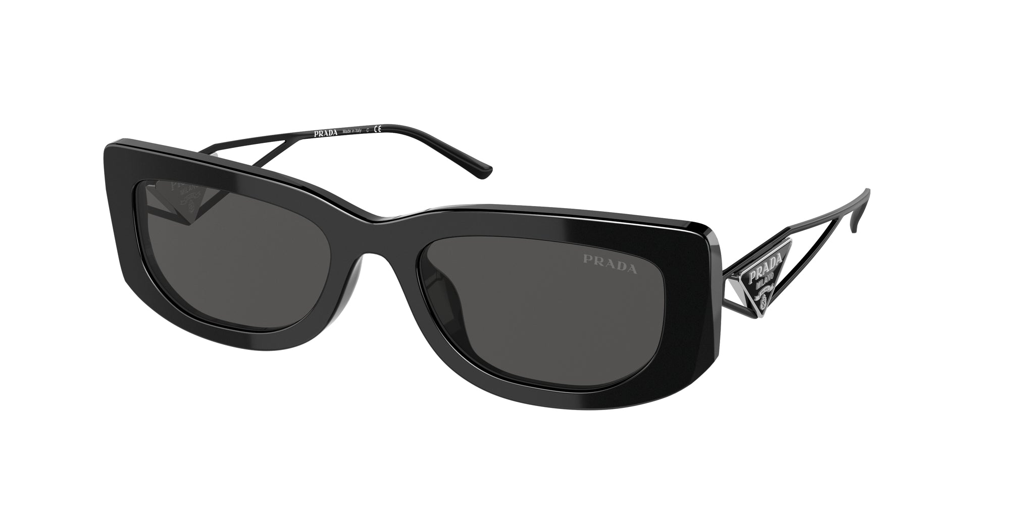 Prada Donna Prada PR 14YS 1AB5S0 Occhiali da sole Acetato Nero Grigio Squadrata Normale