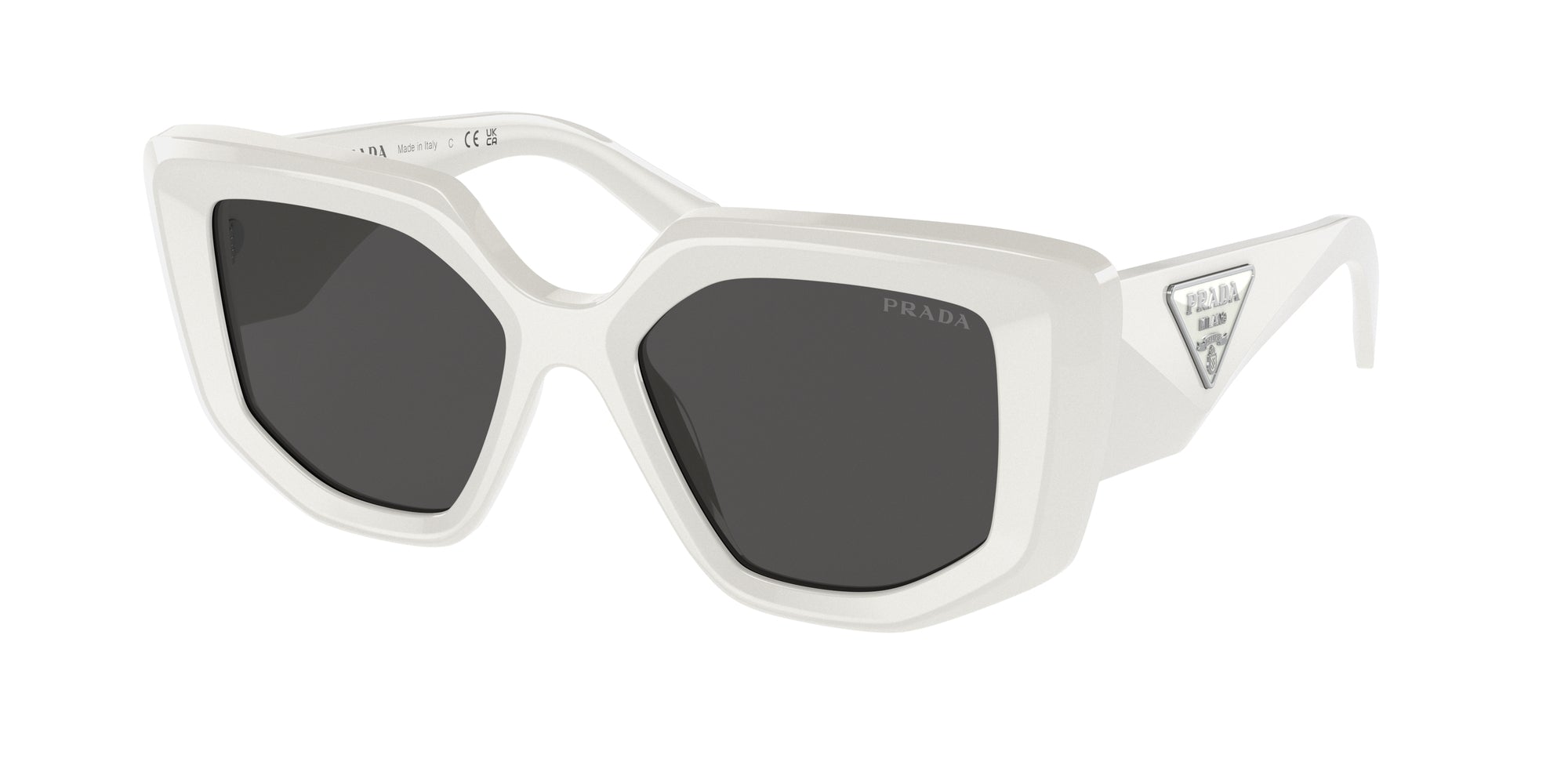 Prada Donna Prada PR 14ZS 1425S0 Occhiali da sole Acetato Bianco Grigio Geometrica Normale