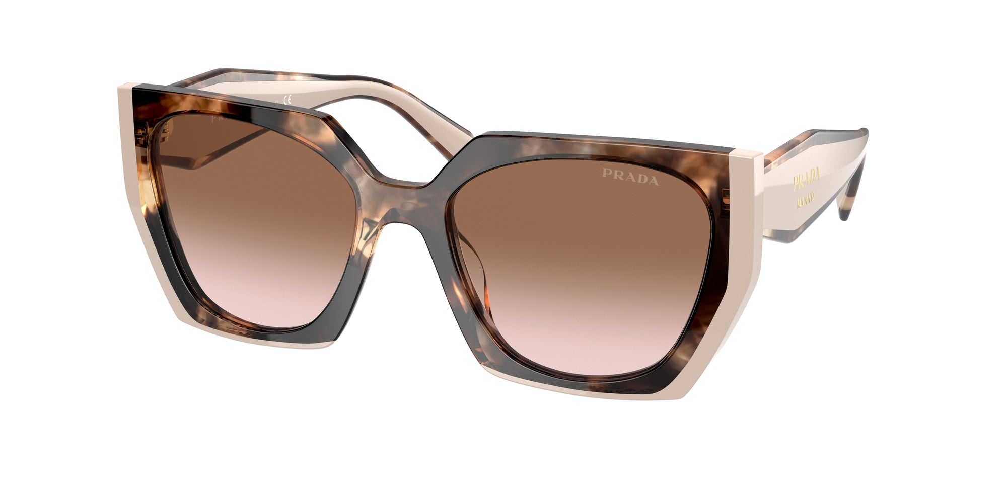 Prada Donna Prada PR 15WS 01R0A6 Occhiali da sole Acetato Tartaruga Marrone Squadrata Normale Sfumato