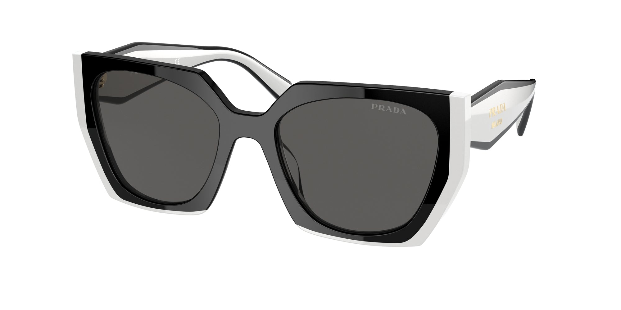Prada Donna Prada PR 15WS 09Q5S0 Occhiali da sole Acetato Nero Grigio Squadrata Normale Prada Donna Prada PR 15WS 09Q5S0 Occhiali da sole Acetato Nero Grigio Squadrata Normale