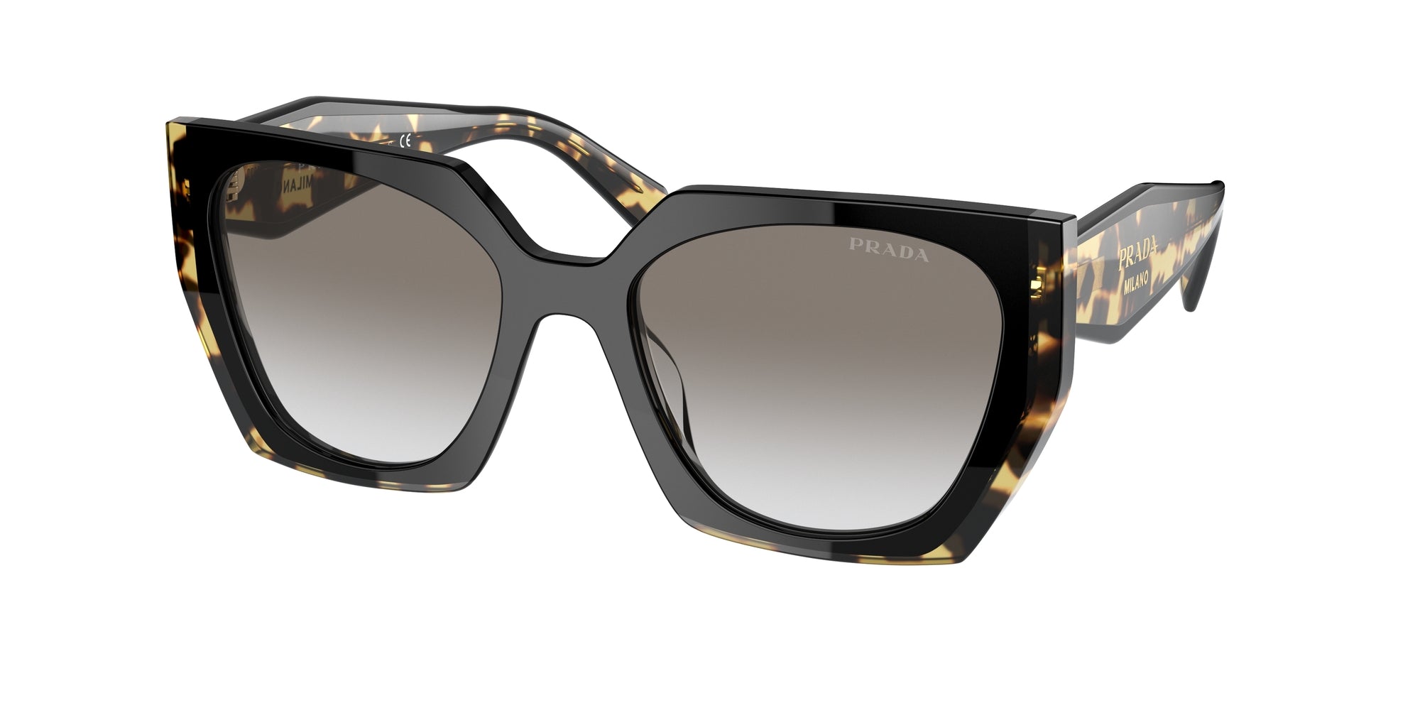 Prada Donna Prada PR 15WS 3890A7 Occhiali da sole Acetato Nero Grigio Squadrata Normale Sfumato Prada Donna Prada PR 15WS 3890A7 Occhiali da sole Acetato Nero Grigio Squadrata Normale Sfumato