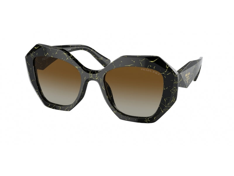 Prada Donna Prada PR 16WS 19D6E1 Occhiali da sole Plastica Nero / Giallo Marrone Geometrica Polarizzata Sfumato