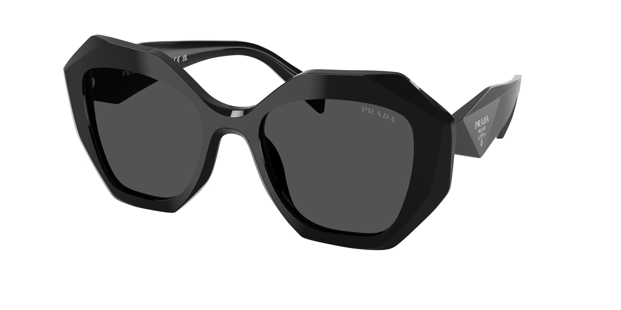 Prada Donna Prada PR 16WS 1AB5S0 Occhiali da sole Acetato Nero Grigio Geometrica Normale Prada Donna Prada PR 16WS 1AB5S0 Occhiali da sole Acetato Nero Grigio Geometrica Normale