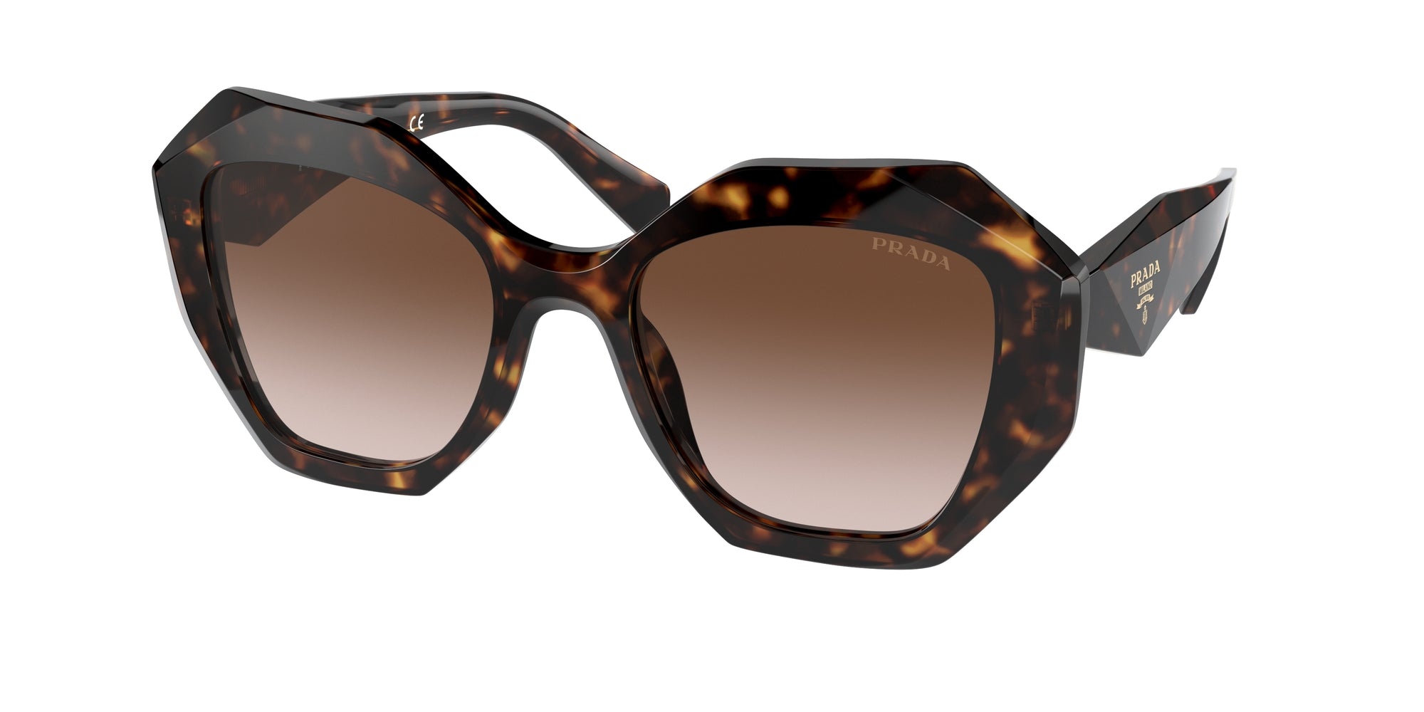Prada Donna Prada PR 16WS 2AU6S1 Occhiali da sole Acetato Tartaruga Marrone Geometrica Normale Sfumato