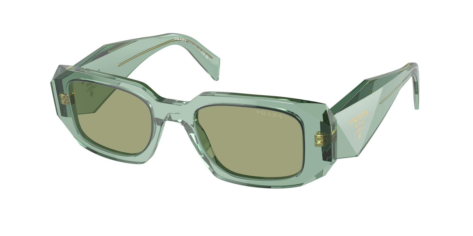Prada Donna Prada PR 17WS 11R10E Occhiali da sole Acetato Verde Verde Squadrata Normale Specchiato