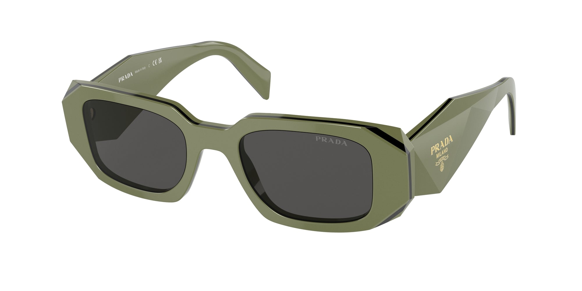 Prada Donna Prada PR 17WS 13N5S0 Occhiali da sole Acetato Verde Grigio Squadrata Normale