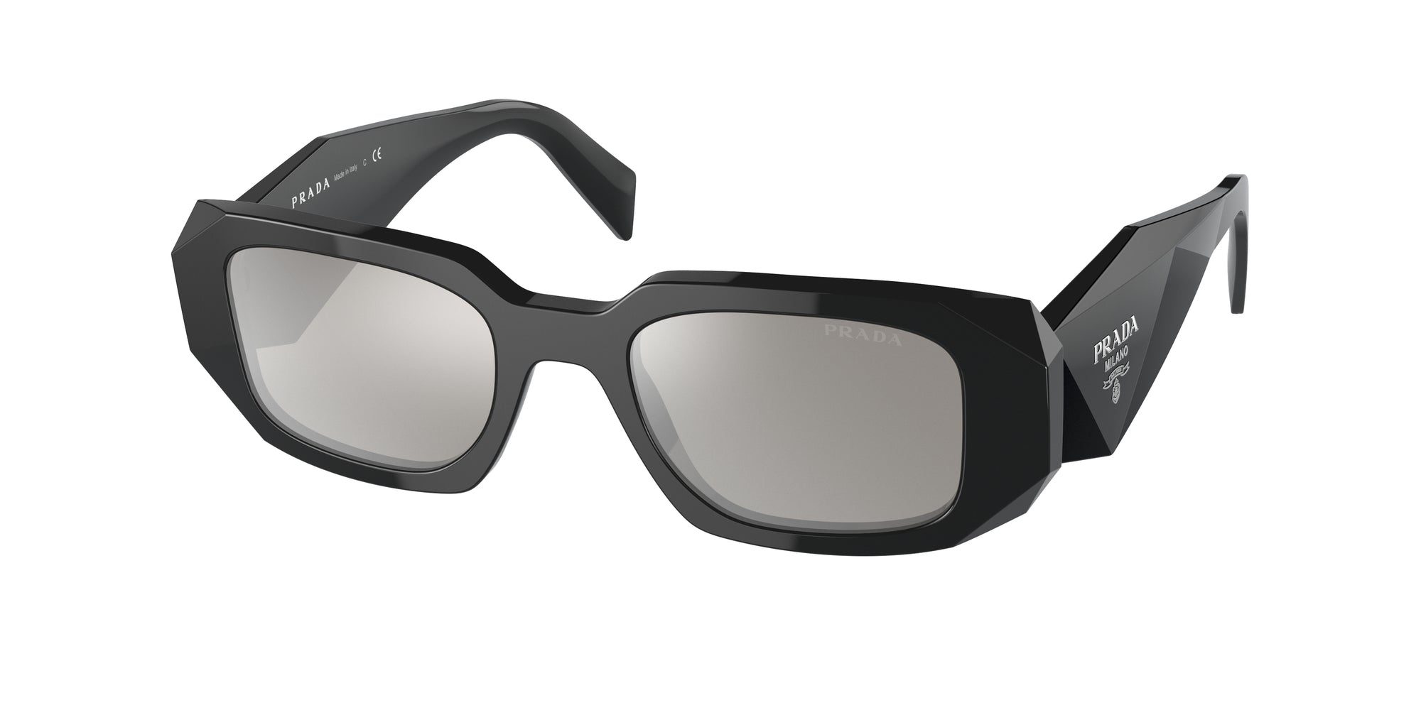 Prada Donna Prada PR 17WS 1AB2B0 Occhiali da sole Acetato Nero Grigio Squadrata Specchiate Prada Donna Prada PR 17WS 1AB2B0 Occhiali da sole Acetato Nero Grigio Squadrata Specchiate