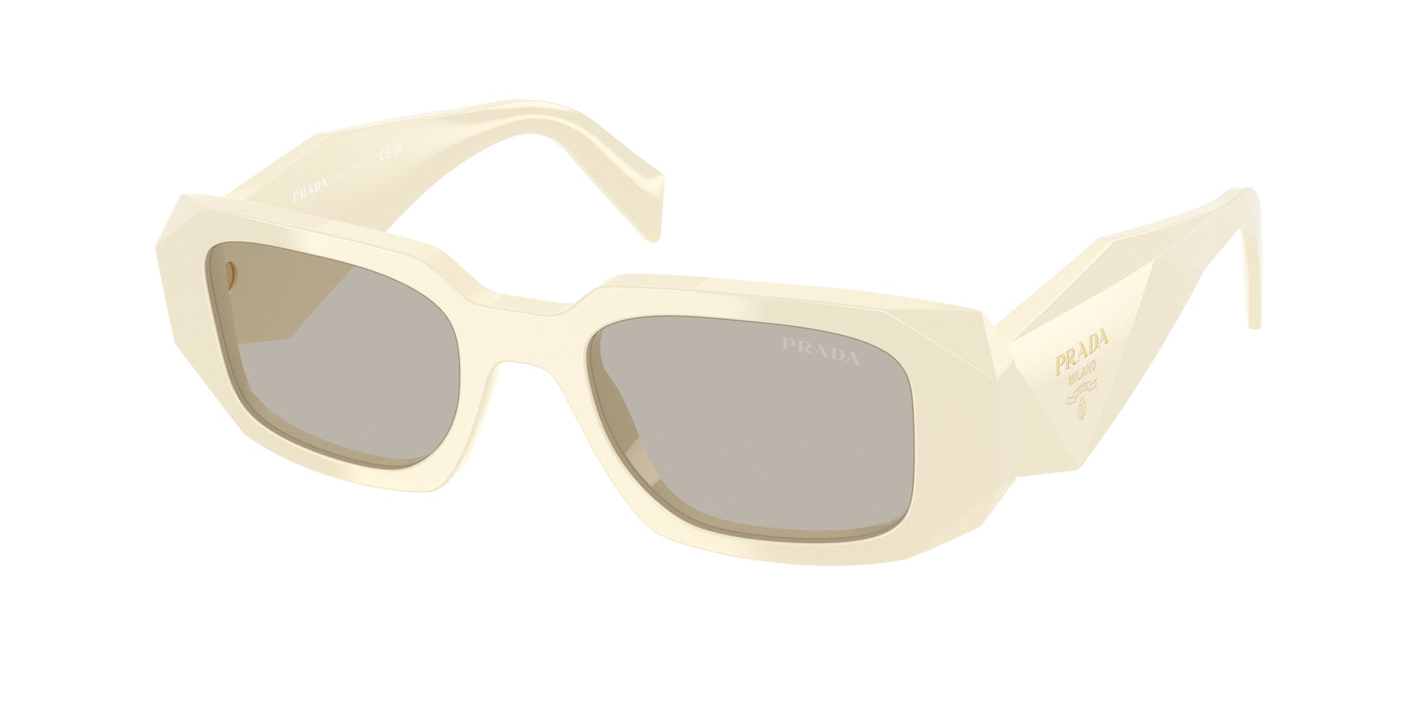 Prada Donna Prada PR 17WS 21D5J2 Occhiali da sole Acetato Bianco Marrone Squadrata Normale Prada Donna Prada PR 17WS 21D5J2 Occhiali da sole Acetato Bianco Marrone Squadrata Normale