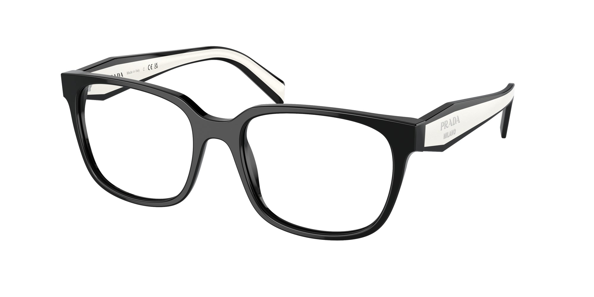 Prada Donna Prada PR 17ZV 1AB1O1 Montature da vista Acetato Nero Trasparente Squadrata Normale