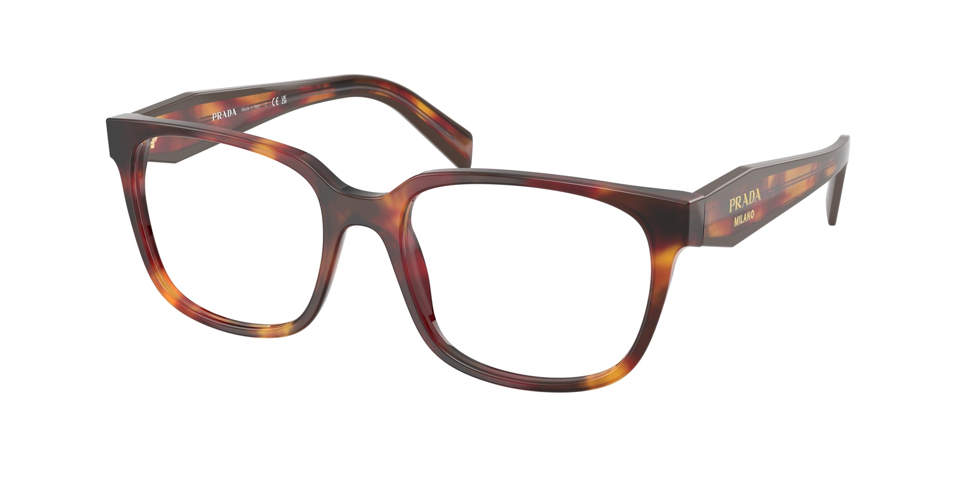 Prada Donna Prada PR 17ZV 22A1O1 Montature da vista Acetato Tartaruga Trasparente Squadrata Normale