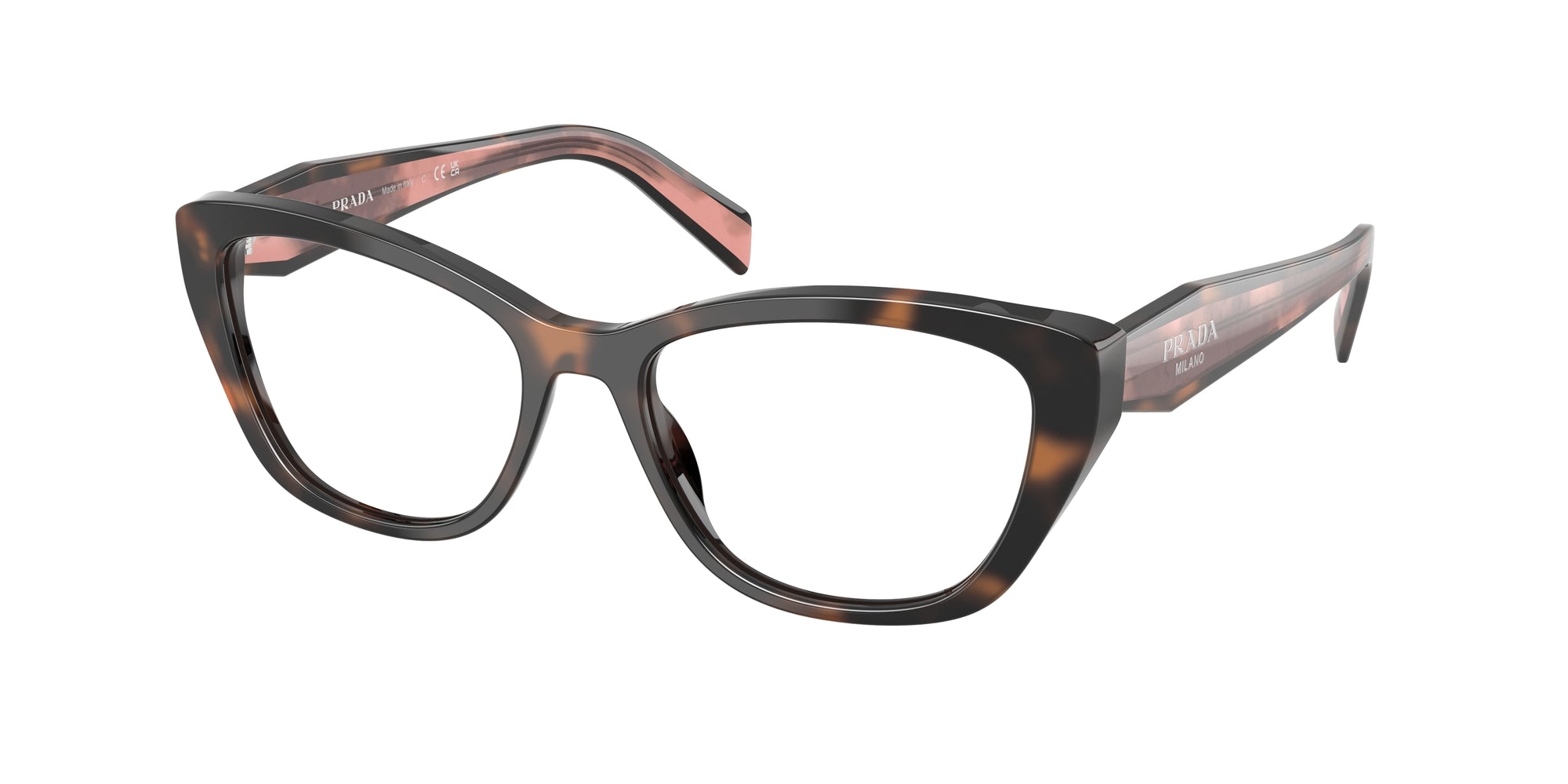 Prada Donna Prada PR 19WV 23A1O1 Montature da vista Acetato Tartaruga Trasparente Cat Eye Normale