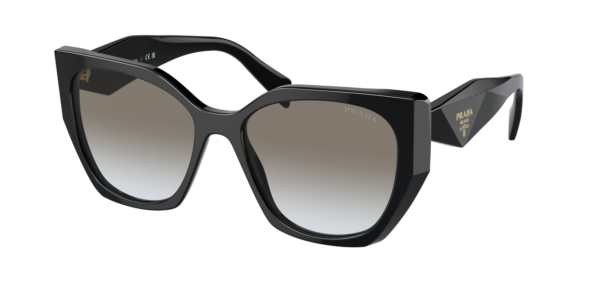 Prada Donna Prada PR 19ZS 1AB0A7 Occhiali da sole Acetato Nero Grigio Pillow Normale Sfumato