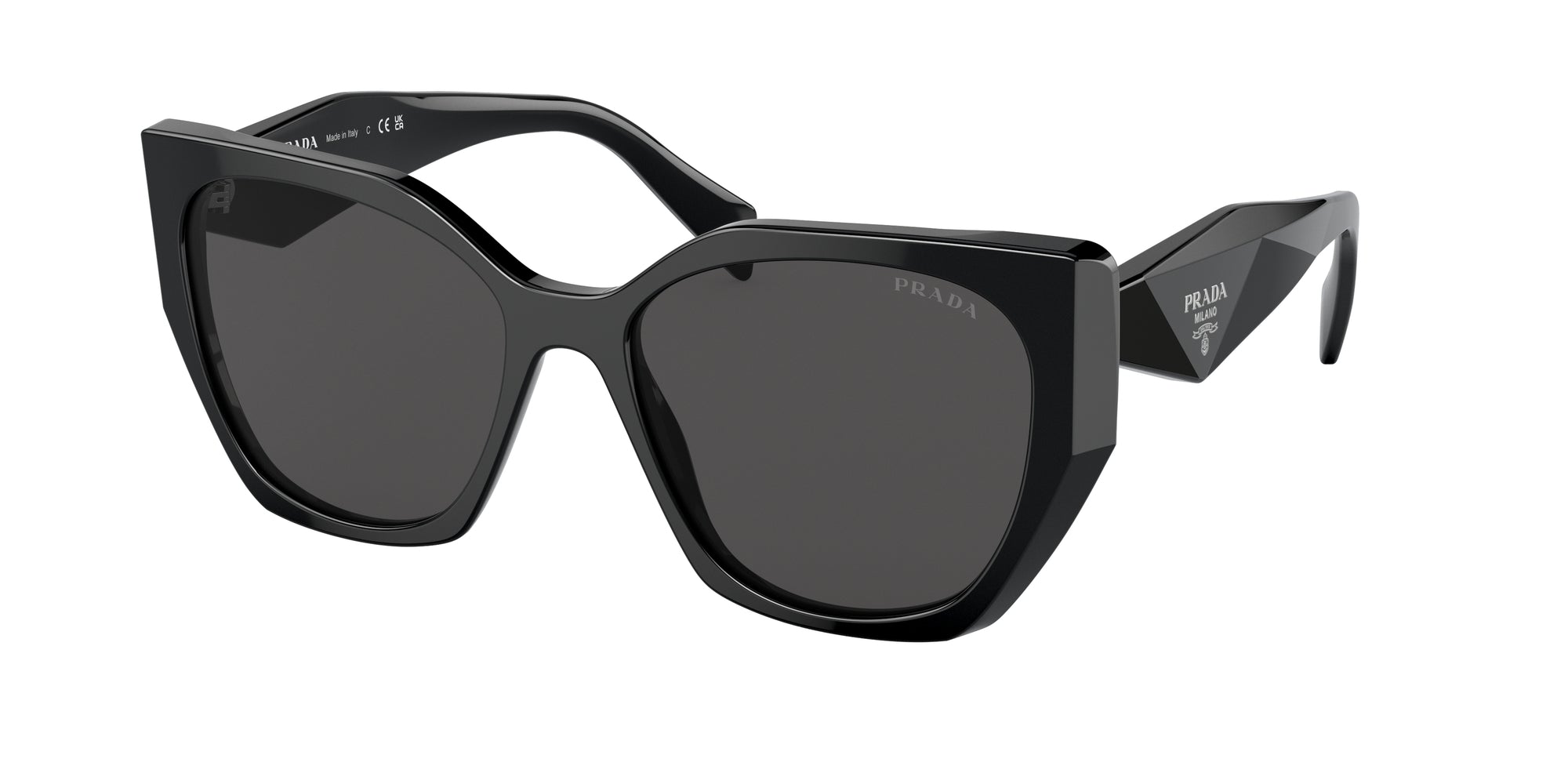 Prada Donna Prada PR 19ZS 1AB5S0 Occhiali da sole Acetato Nero Grigio Pillow Normale