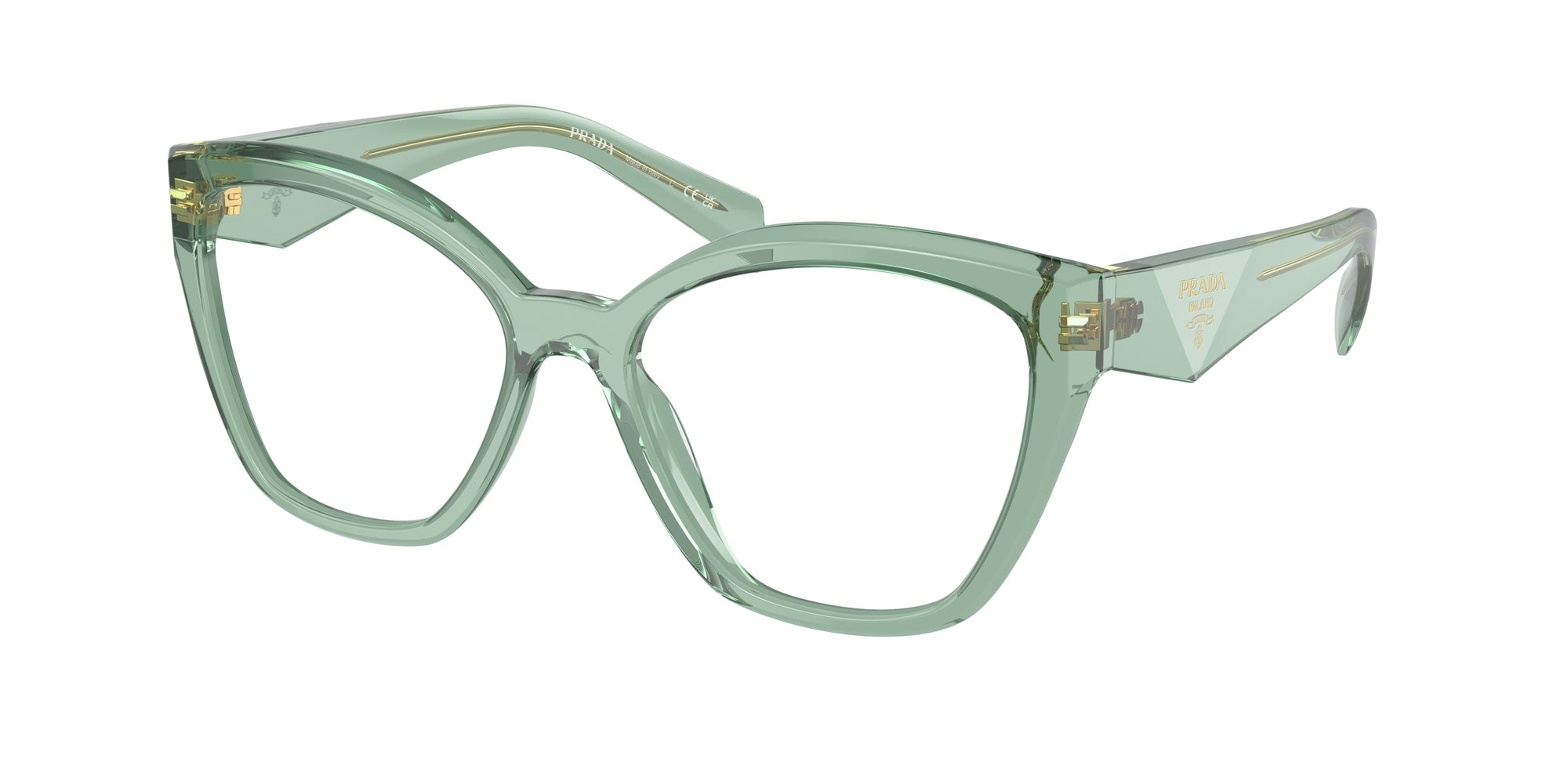 Prada Donna Prada PR 20ZV 11R1O1 Montature da vista Acetato Verde Geometrica Normale Prada Donna Prada PR 20ZV 11R1O1 Montature da vista Acetato Verde Geometrica Normale