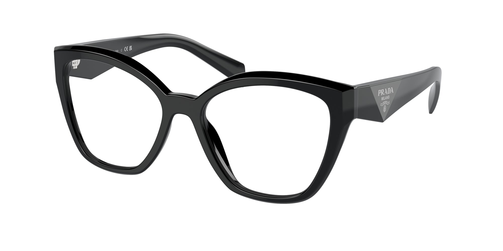 Prada Donna Prada PR 20ZV 16K1O1 Montature da vista Acetato Nero Trasparente Geometrica Normale