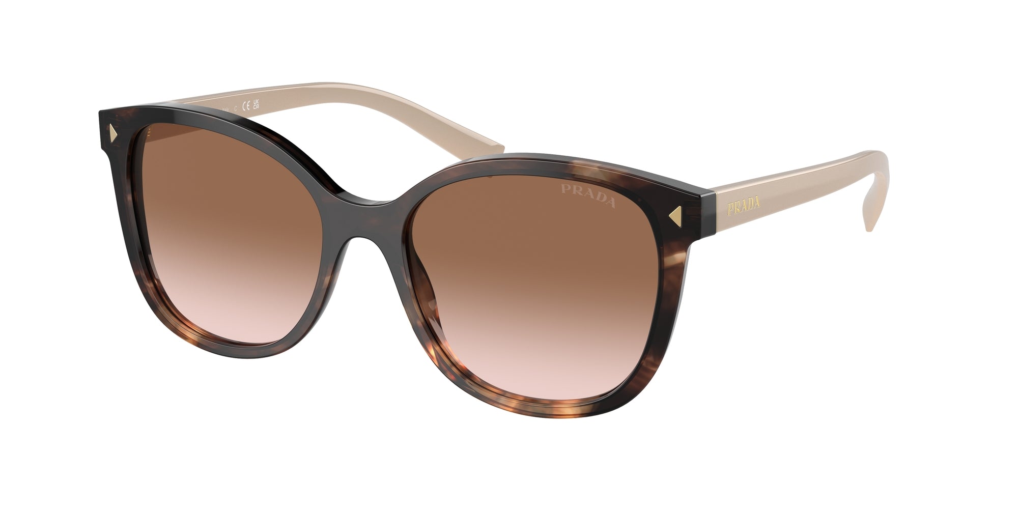 Prada Donna Prada PR 22ZS 07R0A6 Occhiali da sole Acetato Tartaruga Marrone Squadrata Normale Sfumato