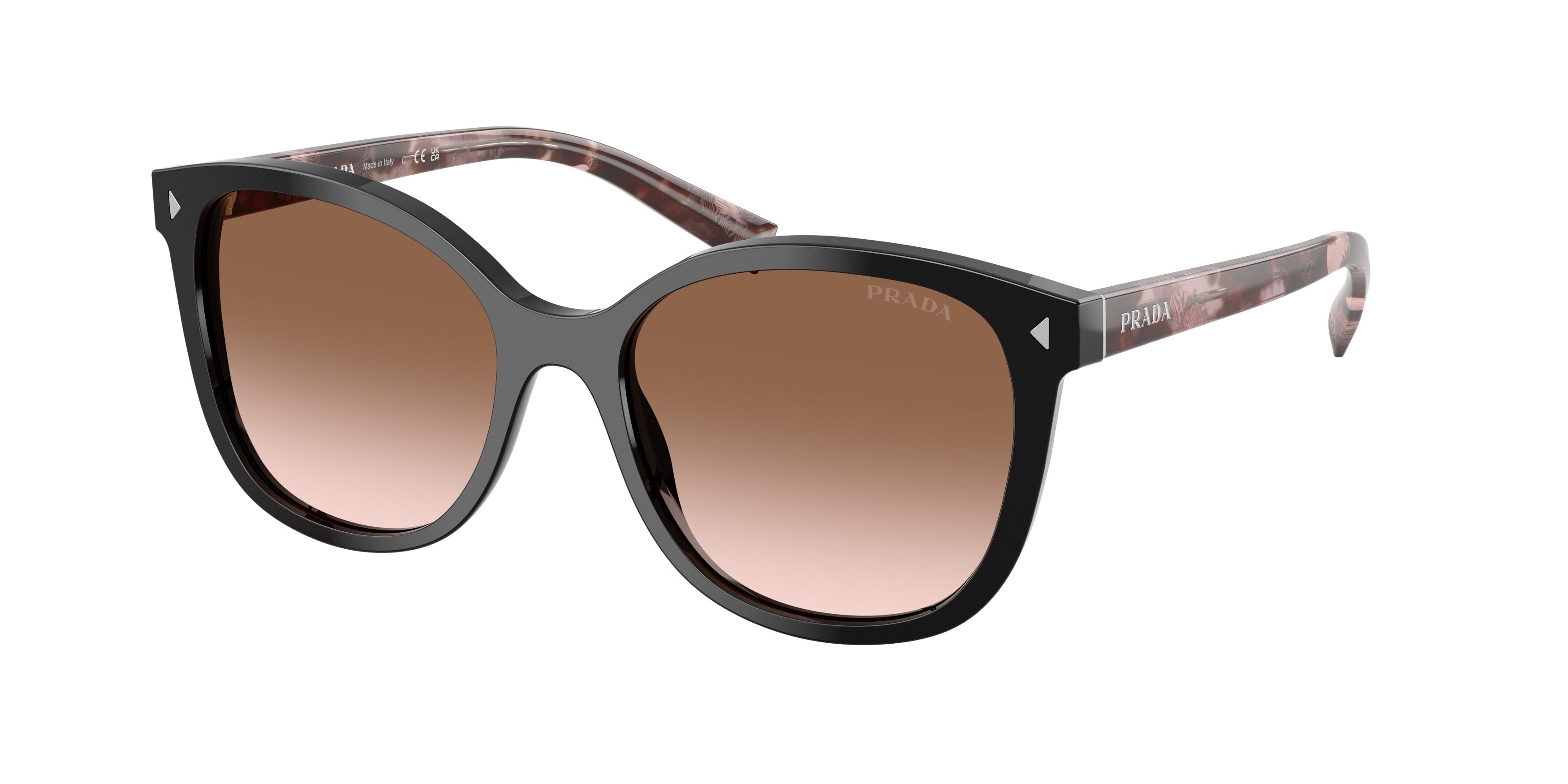 Prada Donna Prada PR 22ZS 28F90P Occhiali da sole Acetato Nero Marrone Squadrata Normale Sfumato
