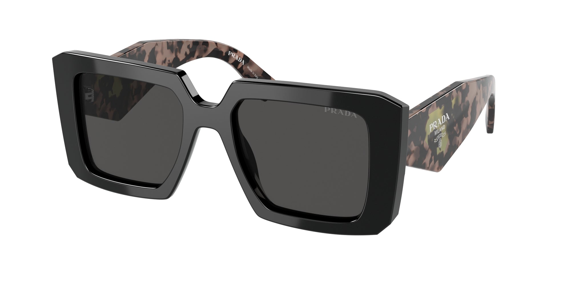 Prada Donna Prada PR 23YS 1AB5S0 Occhiali da sole Acetato Nero Grigio Squadrata Normale Prada Donna Prada PR 23YS 1AB5S0 Occhiali da sole Acetato Nero Grigio Squadrata Normale