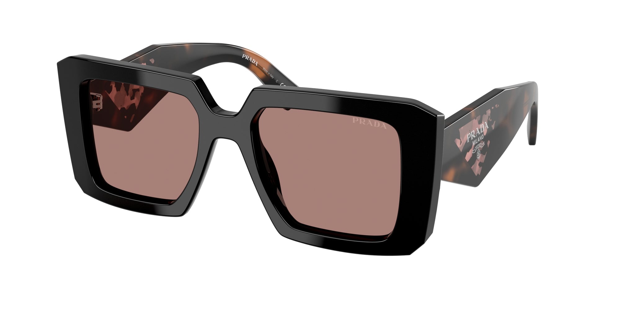 Prada Donna Prada PR 23YS 27B60B Occhiali da sole Acetato Nero Marrone Squadrata Normale Prada Donna Prada PR 23YS 27B60B Occhiali da sole Acetato Nero Marrone Squadrata Normale