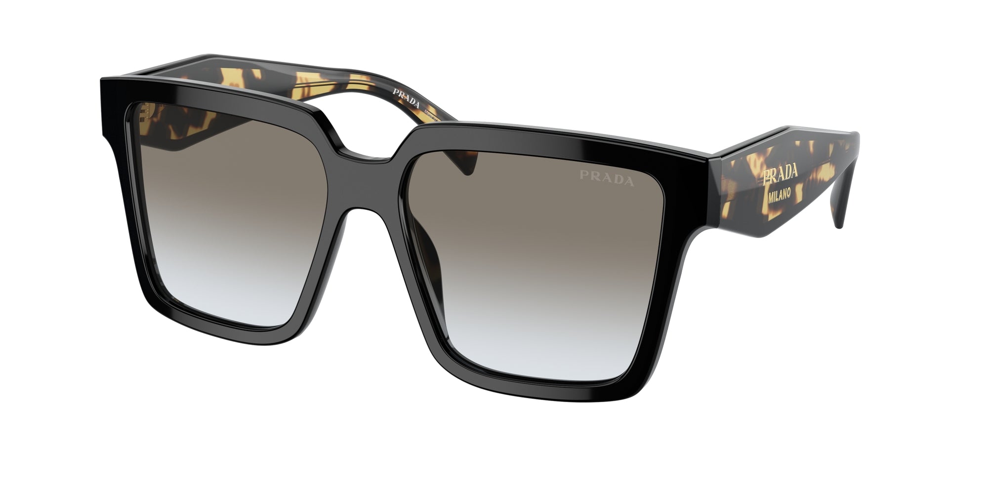 Prada Donna Prada PR 24ZS 1AB0A7 Occhiali da sole Acetato Nero Grigio Squadrata Normale Sfumato Prada Donna Prada PR 24ZS 1AB0A7 Occhiali da sole Acetato Nero Grigio Squadrata Normale Sfumato