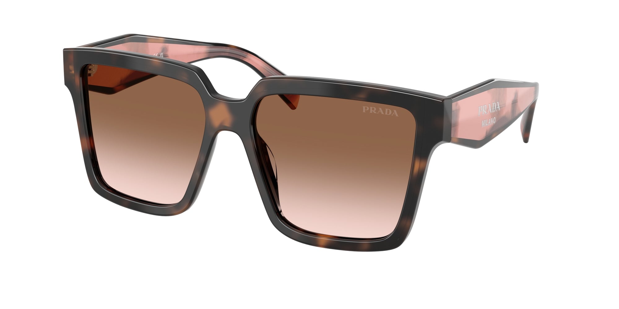 Prada Donna Prada PR 24ZS 23A0A6 Occhiali da sole Acetato Tartaruga Marrone Squadrata Normale Sfumato
