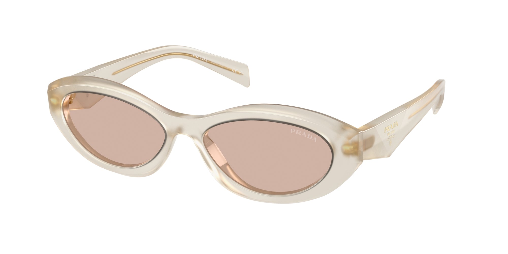 Prada Donna Prada PR 26ZS 12V4I2 Occhiali da sole Acetato Bianco Marrone Geometrica Normale