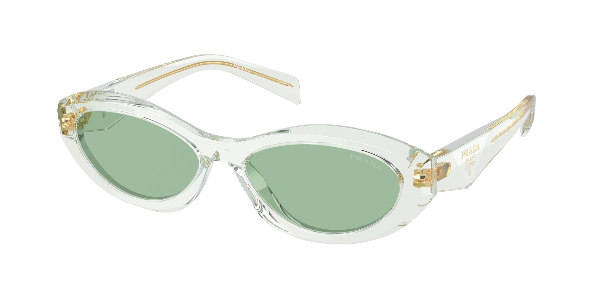 Prada Donna Prada PR 26ZS 14R20E Occhiali da sole Acetato Trasparente Verde Geometrica Normale Prada Donna Prada PR 26ZS 14R20E Occhiali da sole Acetato Trasparente Verde Geometrica Normale