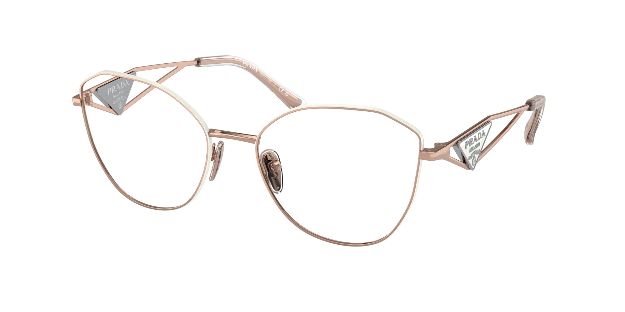 Prada Donna Prada PR 52ZV SVF1O1 Montature da vista Acciaio Rosa Geometrica Normale Prada Donna Prada PR 52ZV SVF1O1 Montature da vista Acciaio Rosa Geometrica Normale