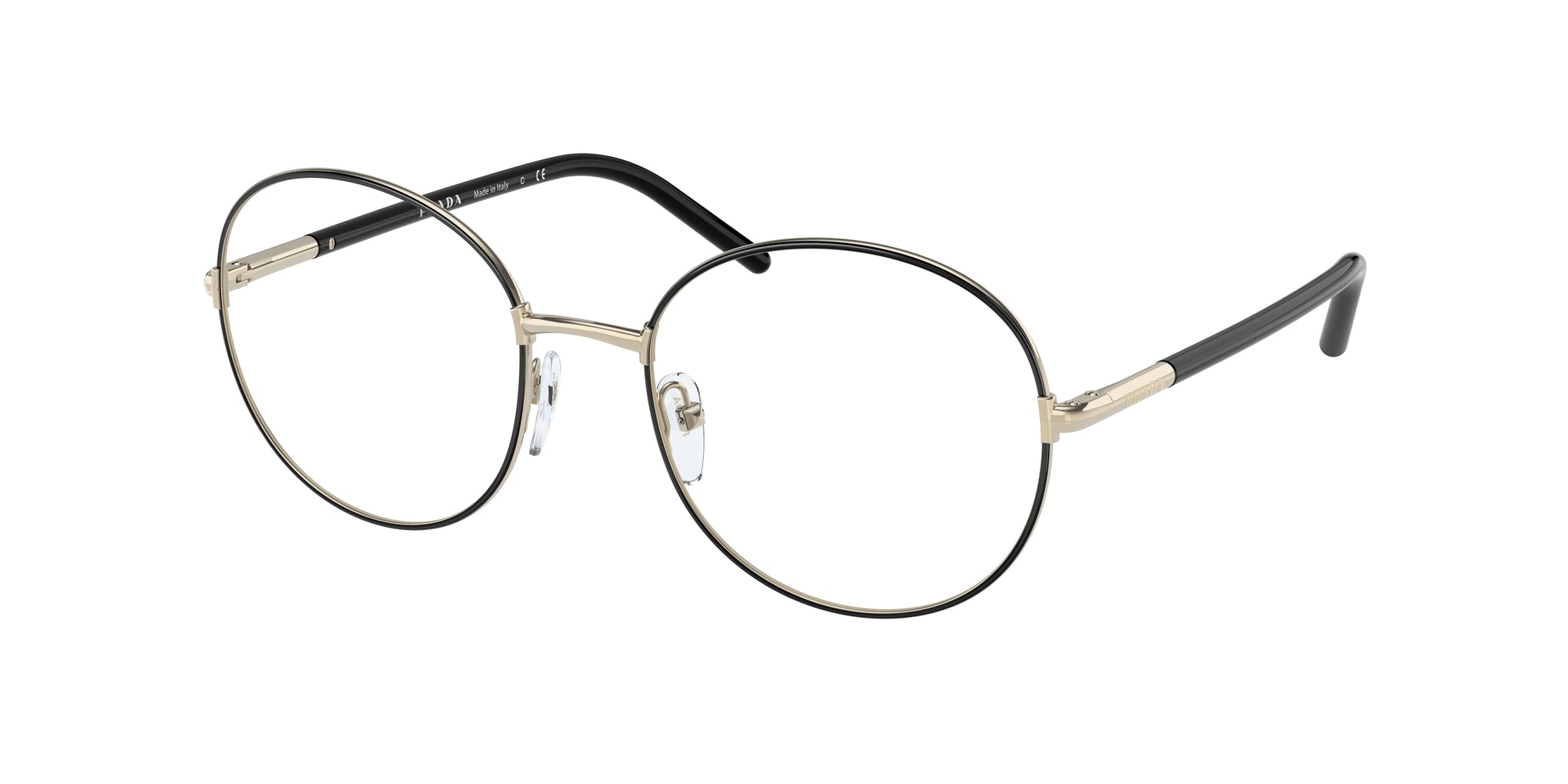 Prada Donna Prada PR 55WV AAV1O1 Montature da vista Metallo Oro / Nero Rotonda