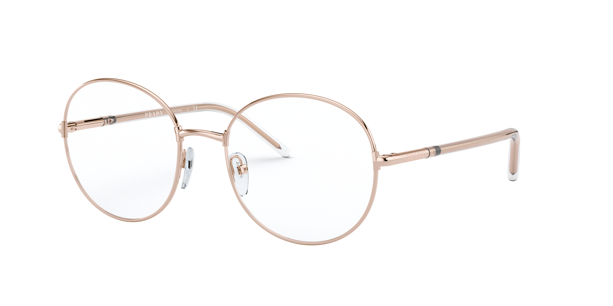 Prada Donna Prada PR 55WV SVF1O1 Montature da vista Metallo Rosa Trasparente Rotonda Normale Prada Donna Prada PR 55WV SVF1O1 Montature da vista Metallo Rosa Trasparente Rotonda Normale