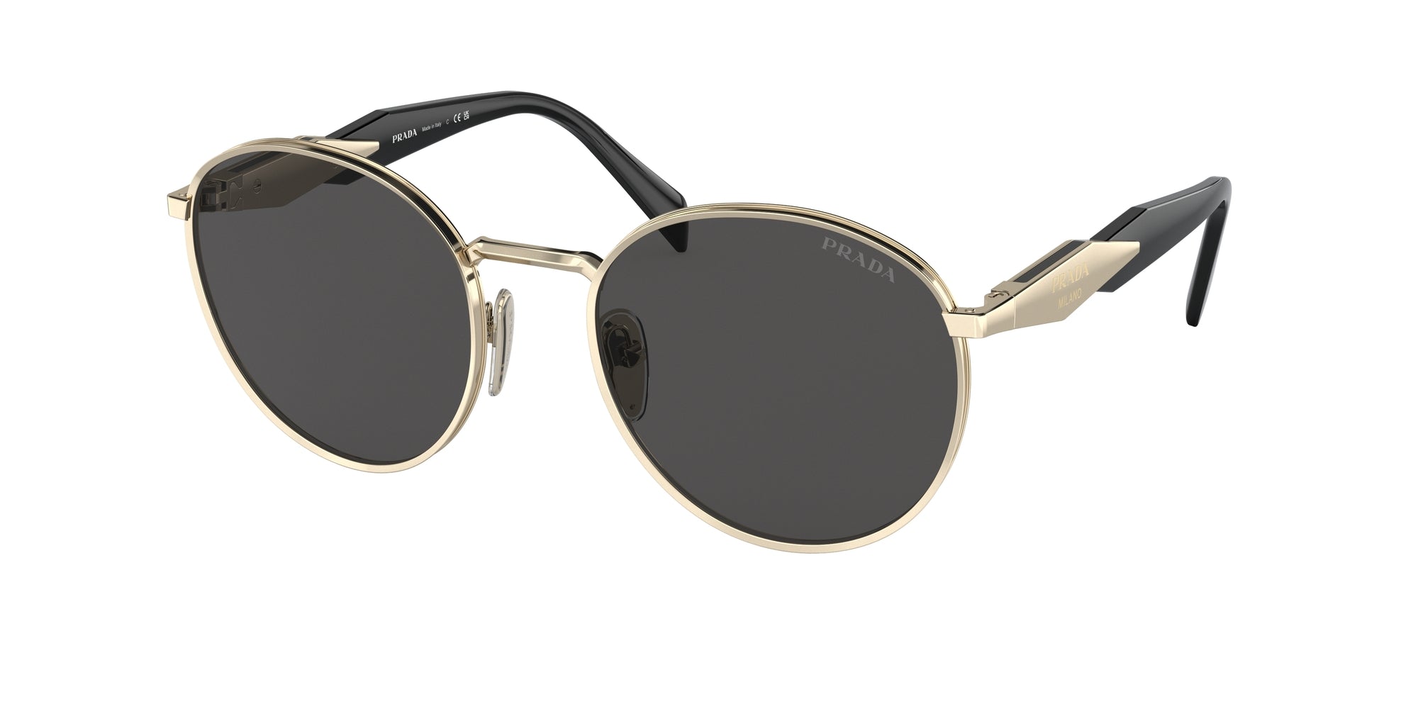 Prada Donna Prada PR 56ZS ZVN5S0 Occhiali da sole Metallo Oro Grigio Rotonda Normale Prada Donna Prada PR 56ZS ZVN5S0 Occhiali da sole Metallo Oro Grigio Rotonda Normale