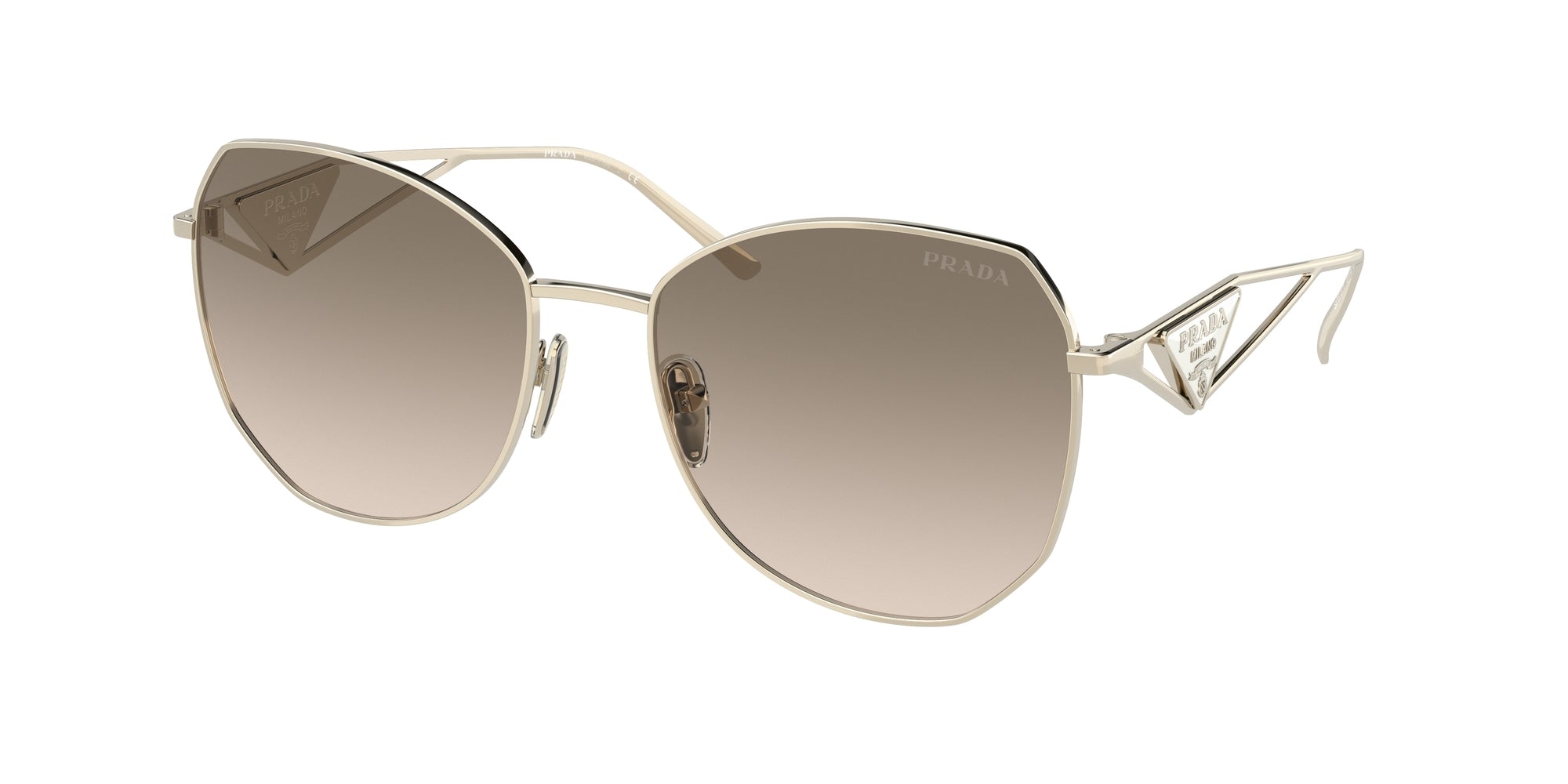 Prada Donna Prada PR 57YS ZVN3D0 Occhiali da sole Acciaio Oro Marrone Geometrica Normale Sfumato Prada Donna Prada PR 57YS ZVN3D0 Occhiali da sole Acciaio Oro Marrone Geometrica Normale Sfumato