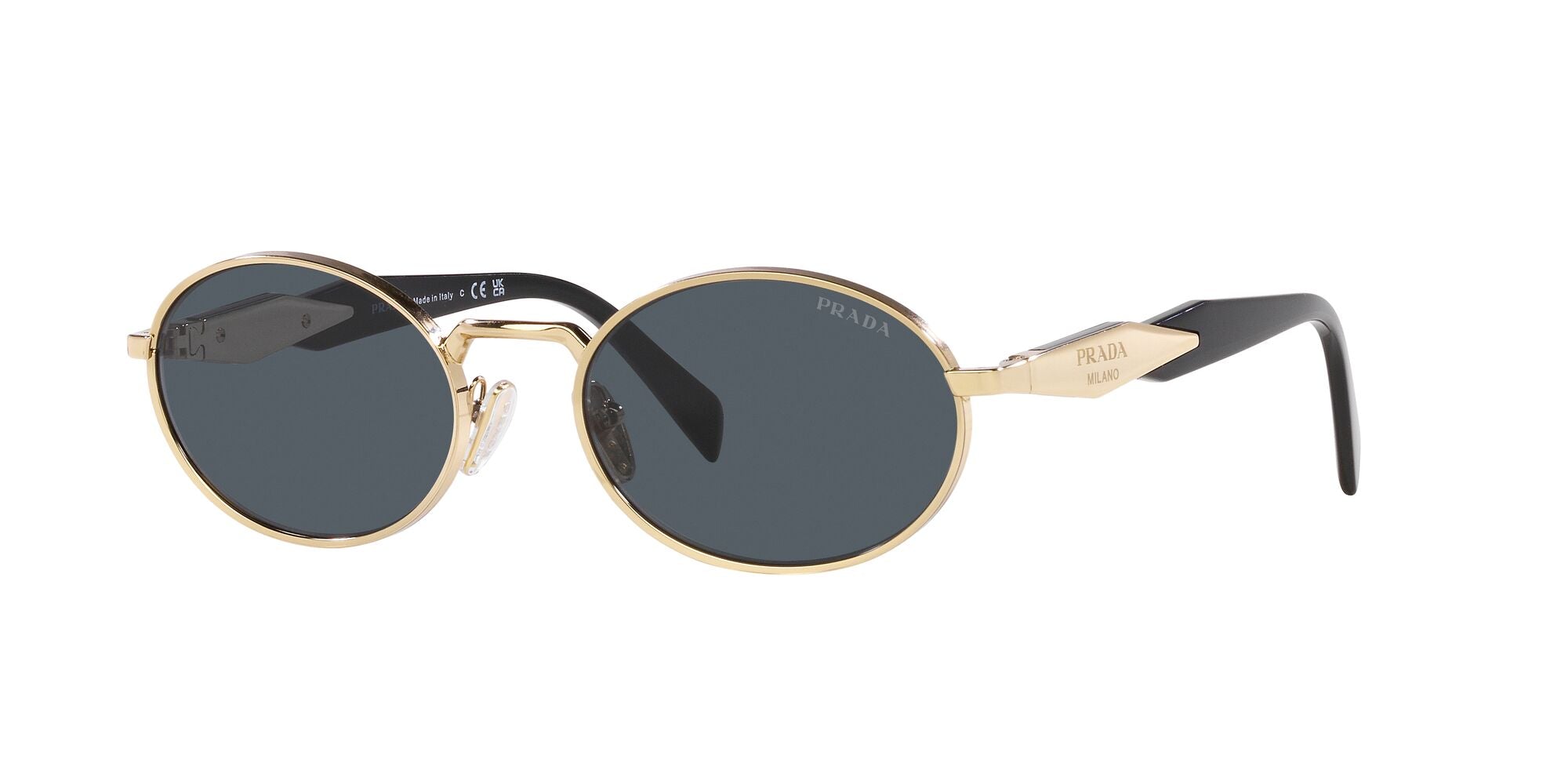 Prada Donna Prada PR 65ZS ZVN09T Occhiali da sole Metallo Oro Grigio Rotonda Normale Prada Donna Prada PR 65ZS ZVN09T Occhiali da sole Metallo Oro Grigio Rotonda Normale