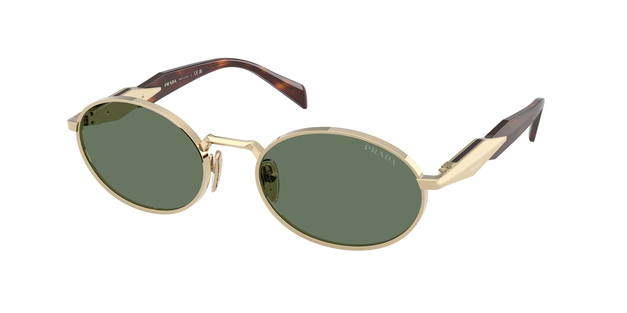 Prada Donna Prada PR 65ZS ZVN70L Occhiali da sole Metallo Oro Verde Rotonda Normale Prada Donna Prada PR 65ZS ZVN70L Occhiali da sole Metallo Oro Verde Rotonda Normale