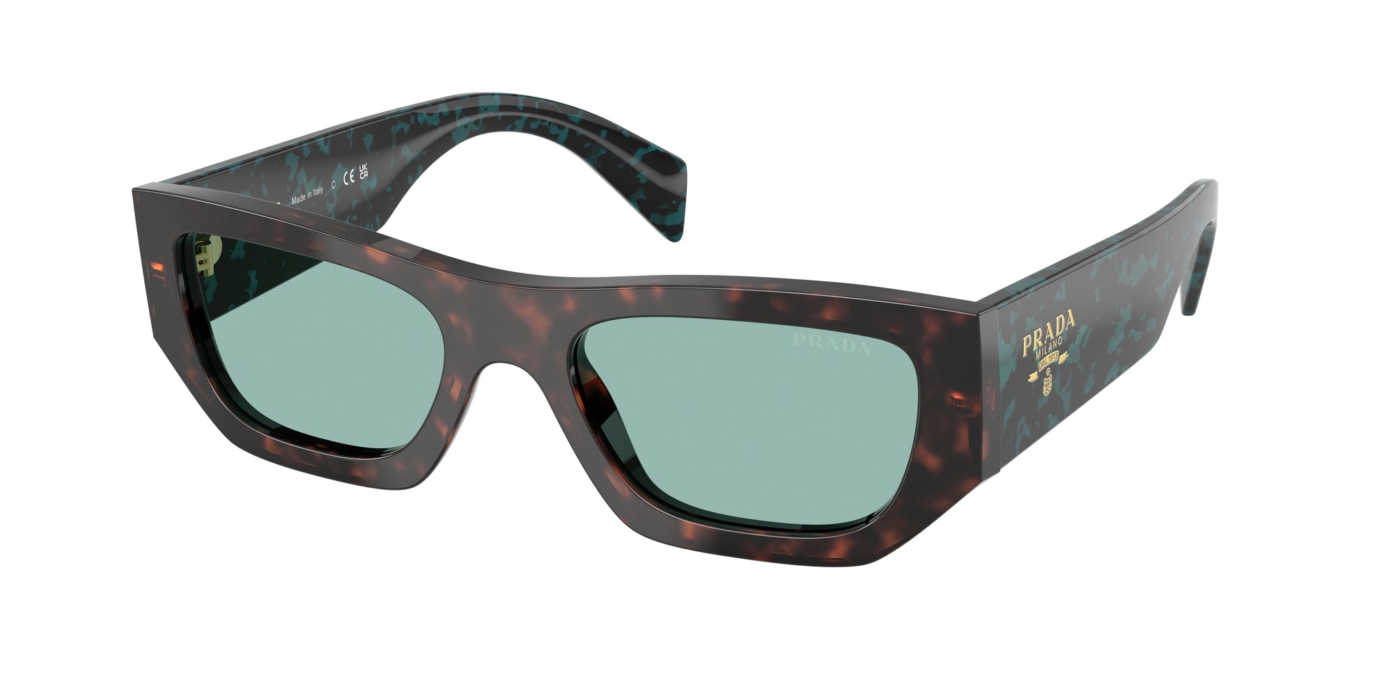 Prada Donna Prada PR A01S 18Z40K Occhiali da sole Acetato Tartaruga Verde Pillow Normale
