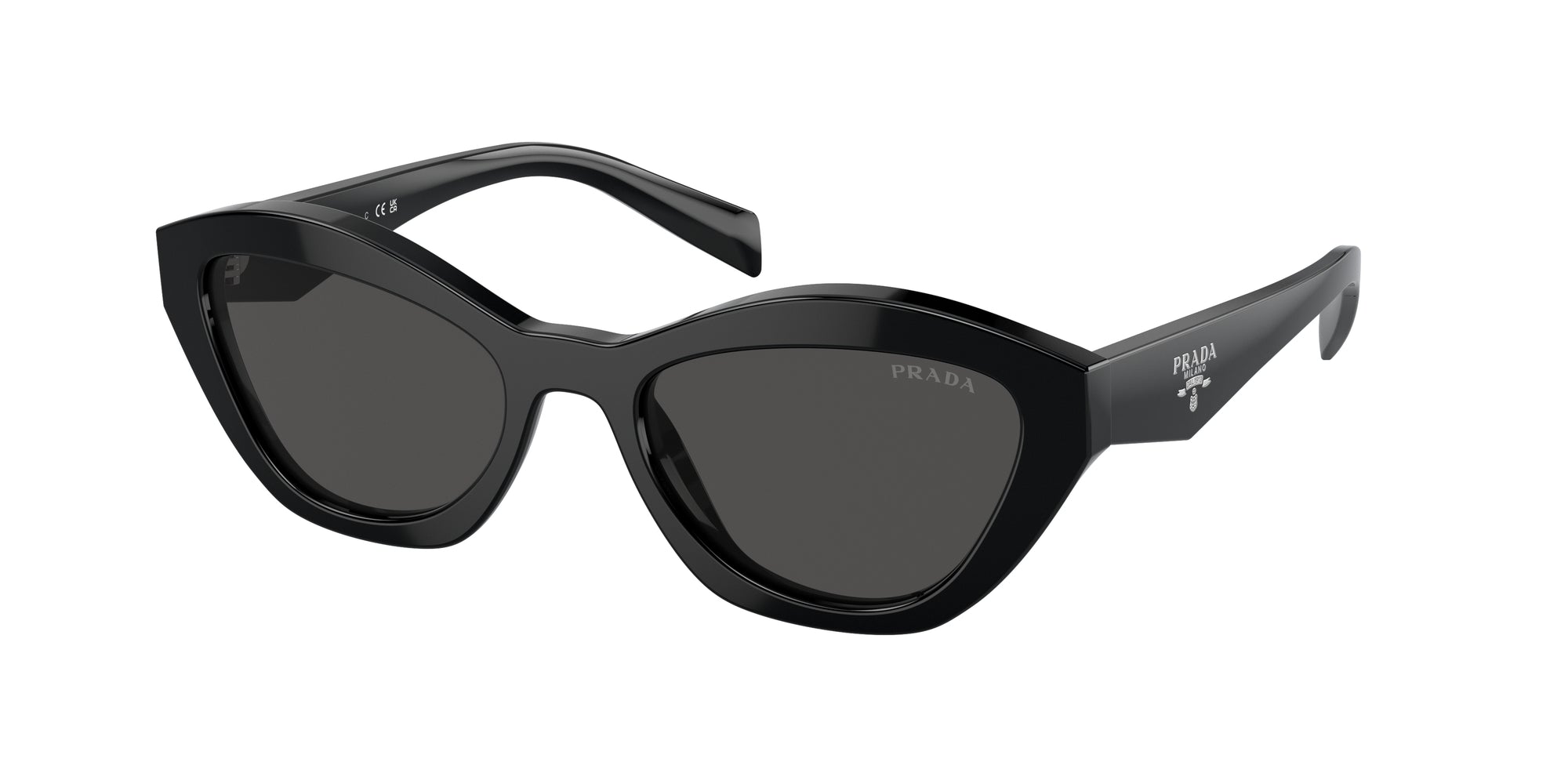 Prada Donna Prada PR A02S 16K08Z Occhiali da sole Acetato Nero Grigio Farfalla Normale