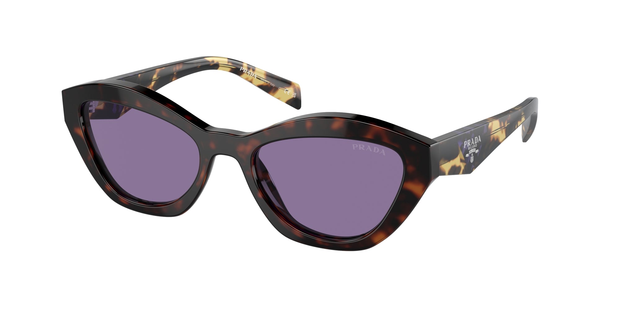 Prada Donna Prada PR A02S 17N50B Occhiali da sole Acetato Tartaruga Viola Farfalla Normale Specchiato