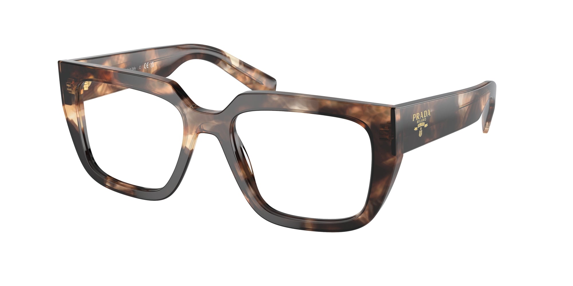 Prada Donna Prada PR A03V 14P1O1 Montature da vista Acetato Marrone Geometrica Normale Prada Donna Prada PR A03V 14P1O1 Montature da vista Acetato Marrone Geometrica Normale