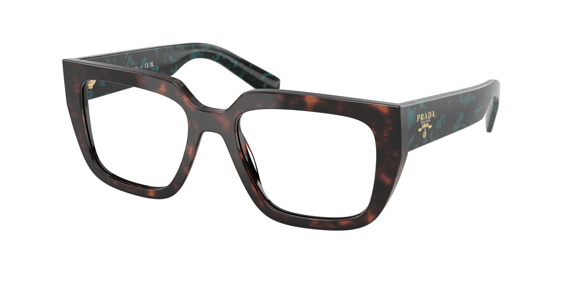 Prada Donna Prada PR A03V 18Z1O1 Montature da vista Acetato Tartaruga Geometrica Normale