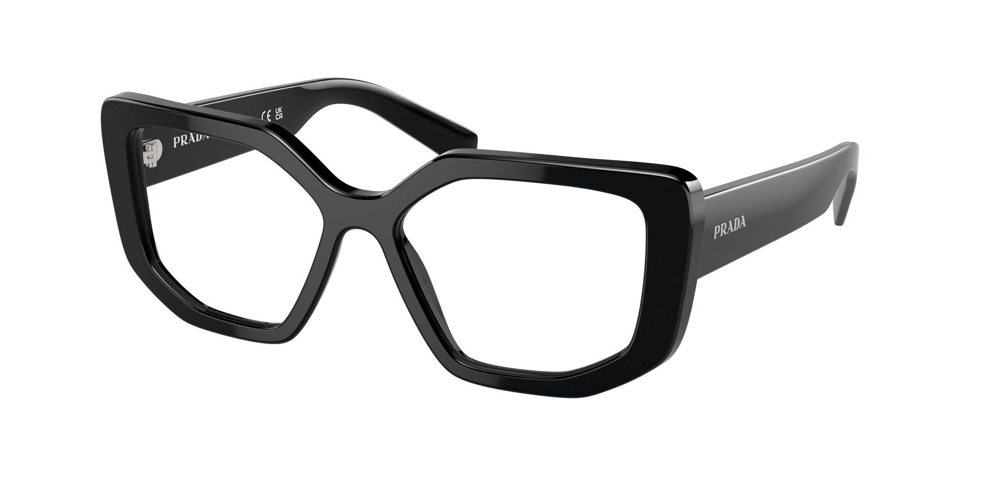 Prada Donna Prada PR A04V 1AB1O1 Montature da vista Acetato Nero Trasparente Geometrica Normale