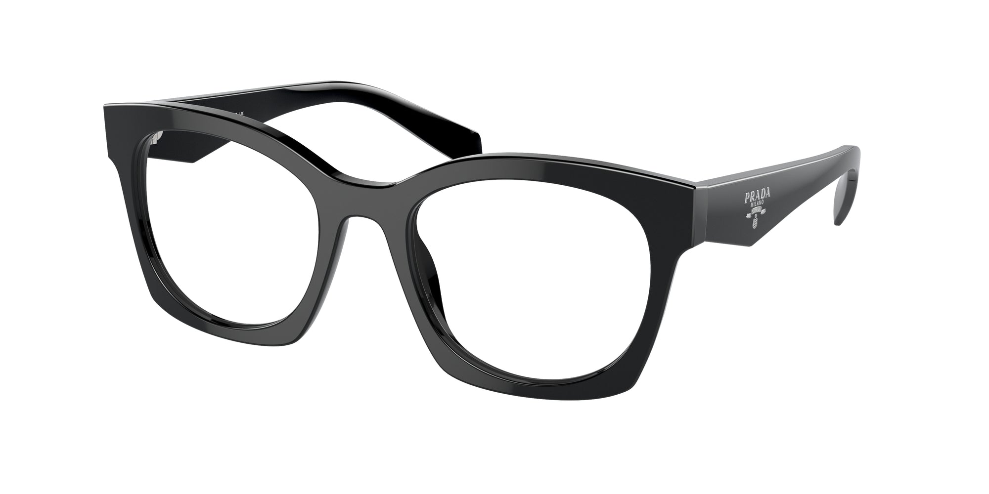 Prada Donna Prada PR A05V 16K1O1 Montature da vista Acetato Nero Trasparente Geometrica Normale Prada Donna Prada PR A05V 16K1O1 Montature da vista Acetato Nero Trasparente Geometrica Normale