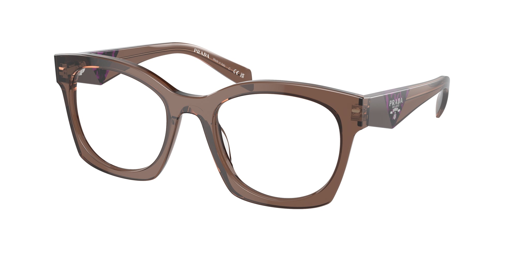 Prada Donna Prada PR A05V 17O1O1 Montature da vista Acetato Marrone Geometrica Normale Prada Donna Prada PR A05V 17O1O1 Montature da vista Acetato Marrone Geometrica Normale