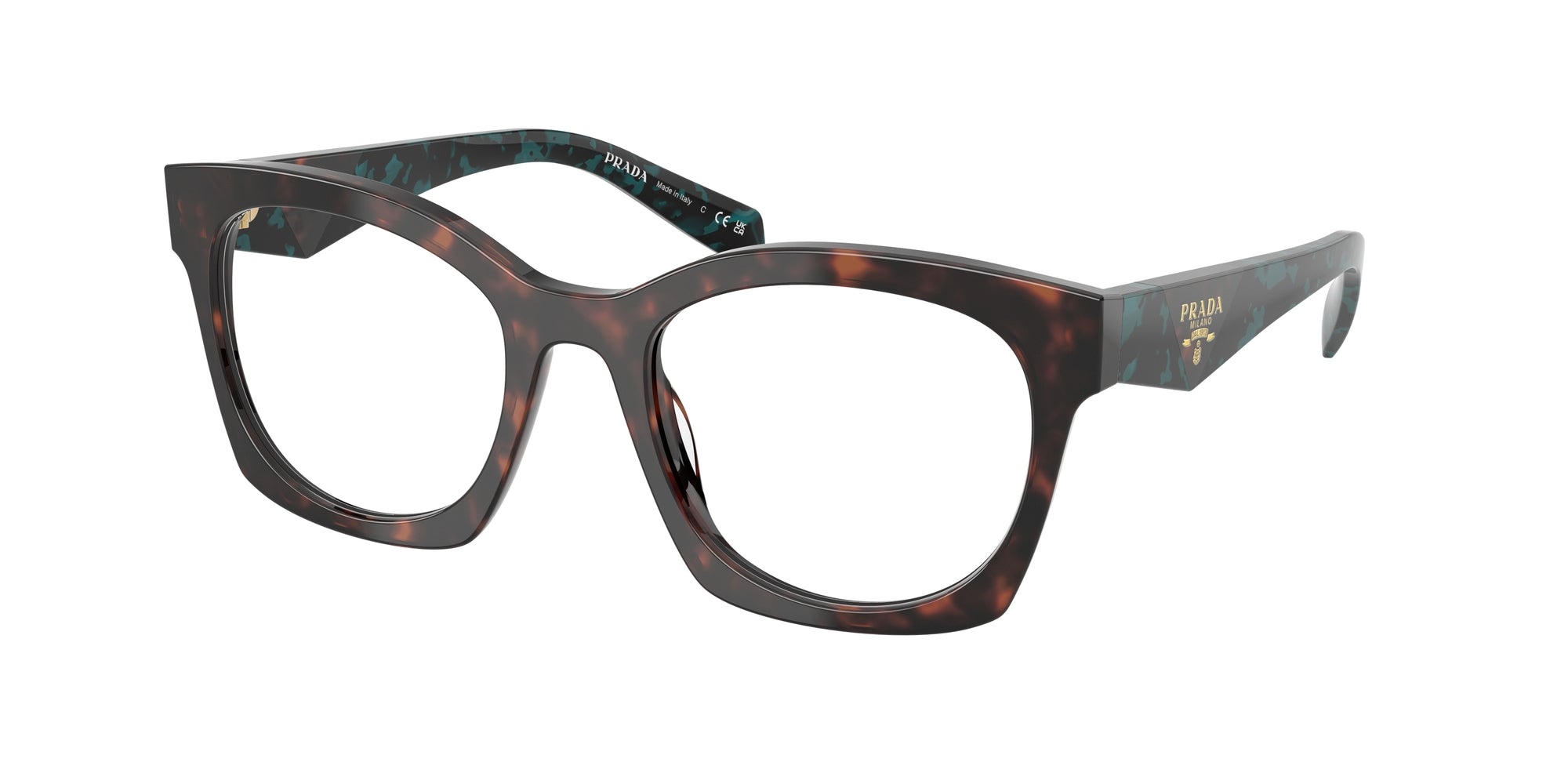 Prada Donna Prada PR A05V 18Z1O1 Montature da vista Acetato Tartaruga Trasparente Geometrica Normale